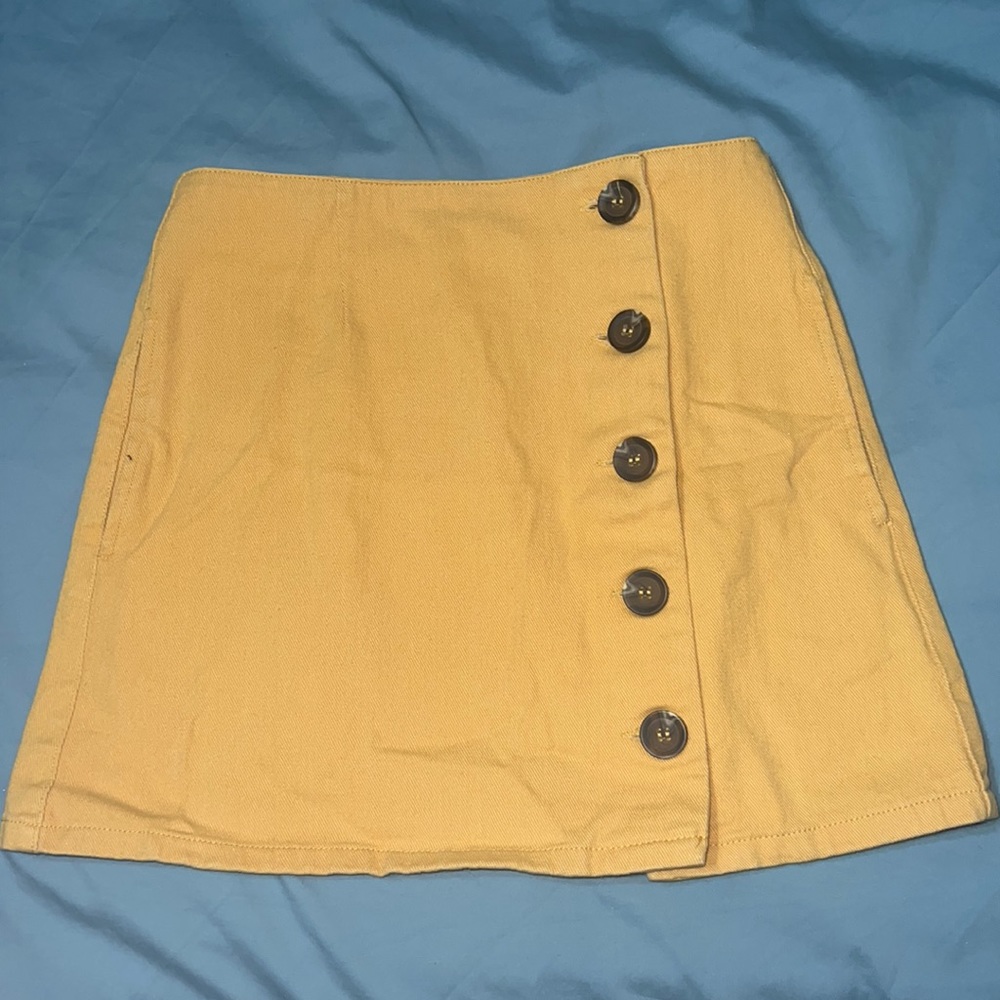 Yellow button down corduroy skirt